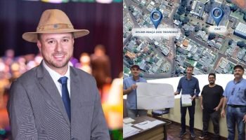 Prefeito Jaison Mendes e a direita, equipe técnica do REURB (Colagem)