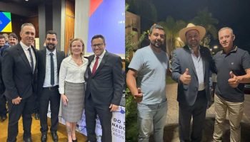 A dupla com a ministra Gleisi Hoffman e com o deputado federal Geraldo Mendes (Colagem)