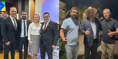 A dupla com a ministra Gleisi Hoffman e com o deputado federal Geraldo Mendes (Colagem)