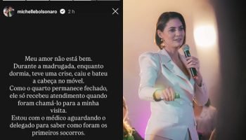 Bolsonaro cai na cela, bate cabeça e permanece em estado crítico, diz Michelle