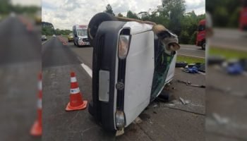 Condutor fica ferido em capotamento na PR-151, em Castro